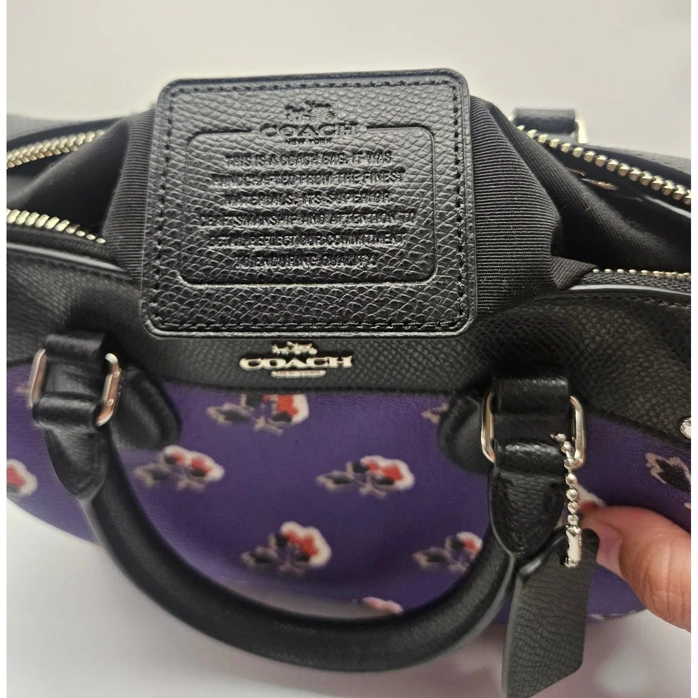NWT Coach Mini Bennett Satchel Bramble Rose Print with Removable Strap One Flaw!